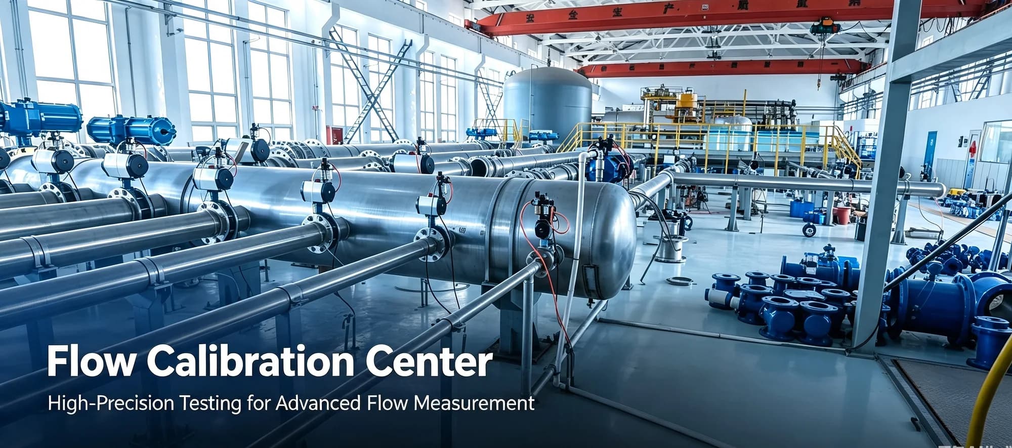 Shizhong flow calibration center with industrial flow test pipelines and reference instruments