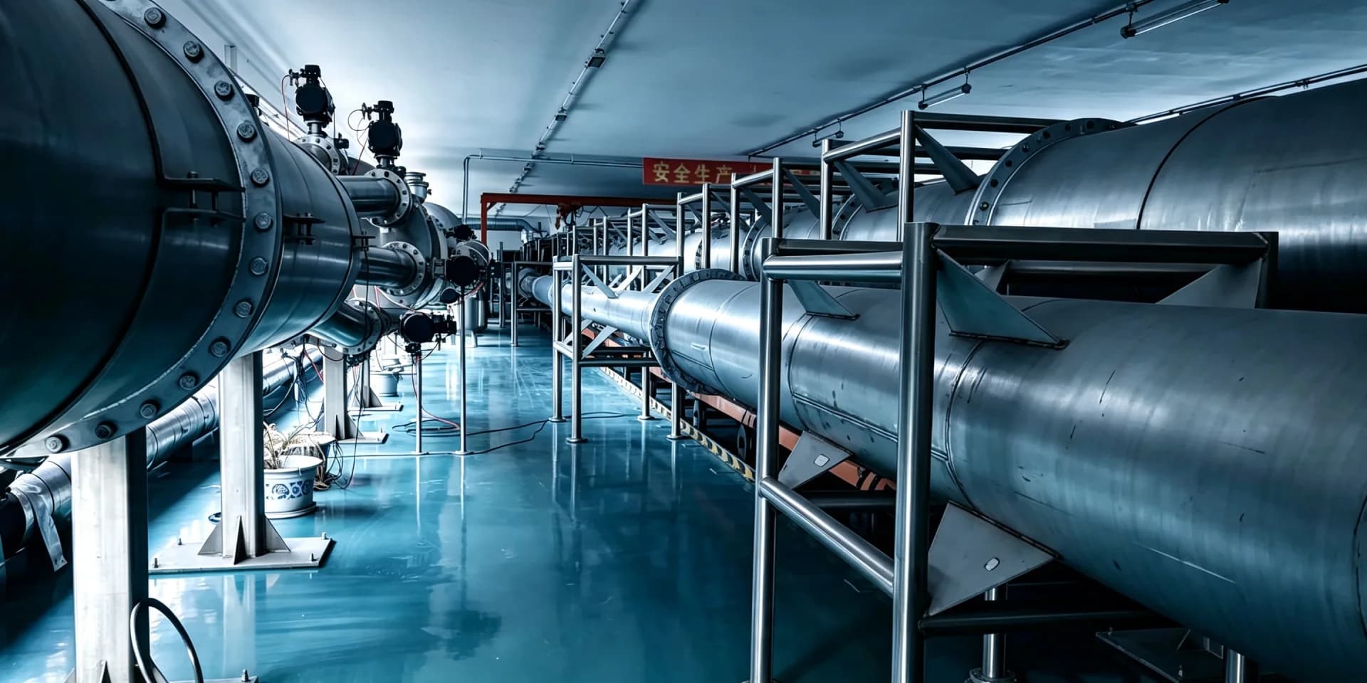 Instrumented full-scale wind-tunnel test line used to verify non-standard Shizhong flowmeter configurations before delivery