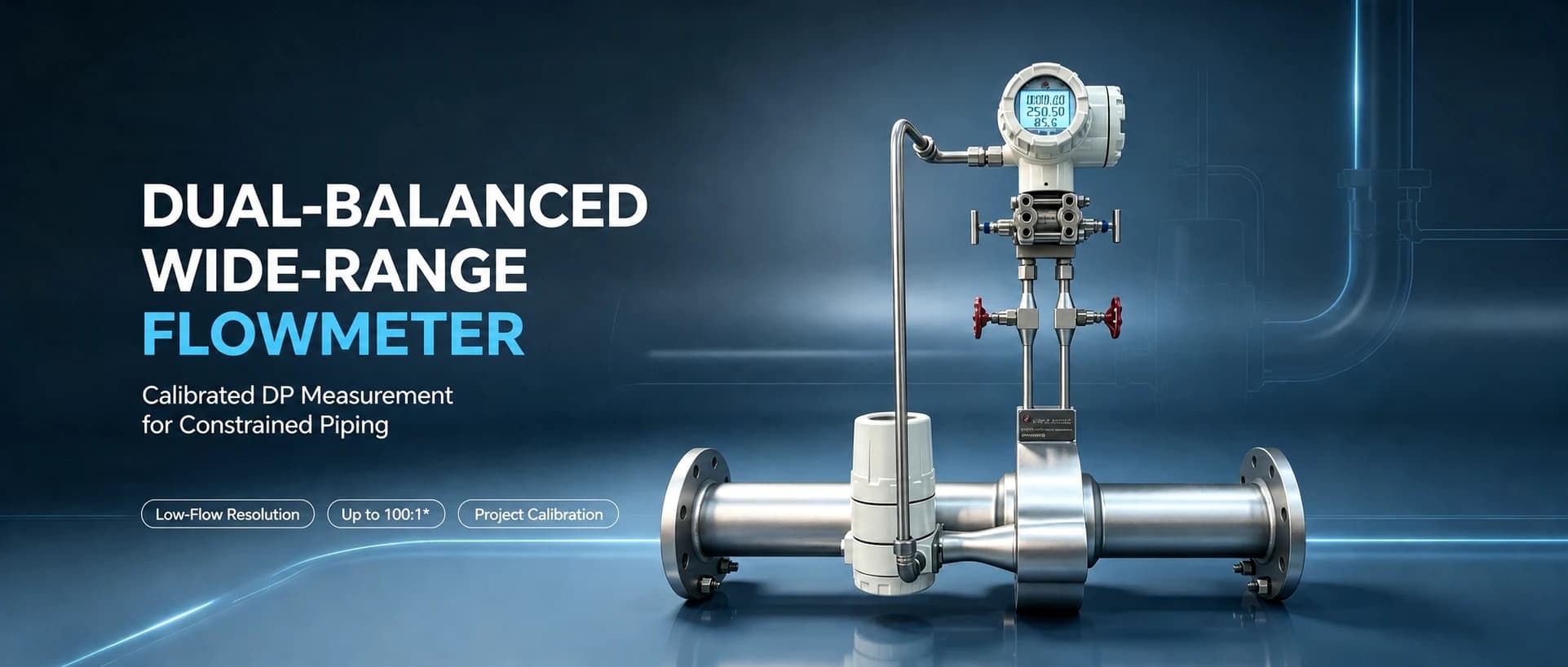 Dual-balanced wide-range differential-pressure flowmeter configuration